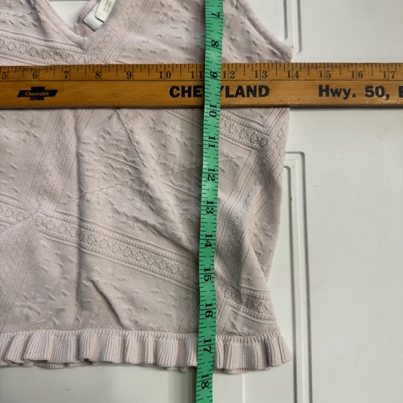 Club Monaco Women’s Sz Small Blush Pink Textured Ruffled Bottom Tank Top Shirt - Picture 4 of 5